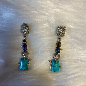 ALEXIS BITTAR LAPIS TURQUOISE PAVE CRYSTAL BALL POST DANGLING EARRINGS